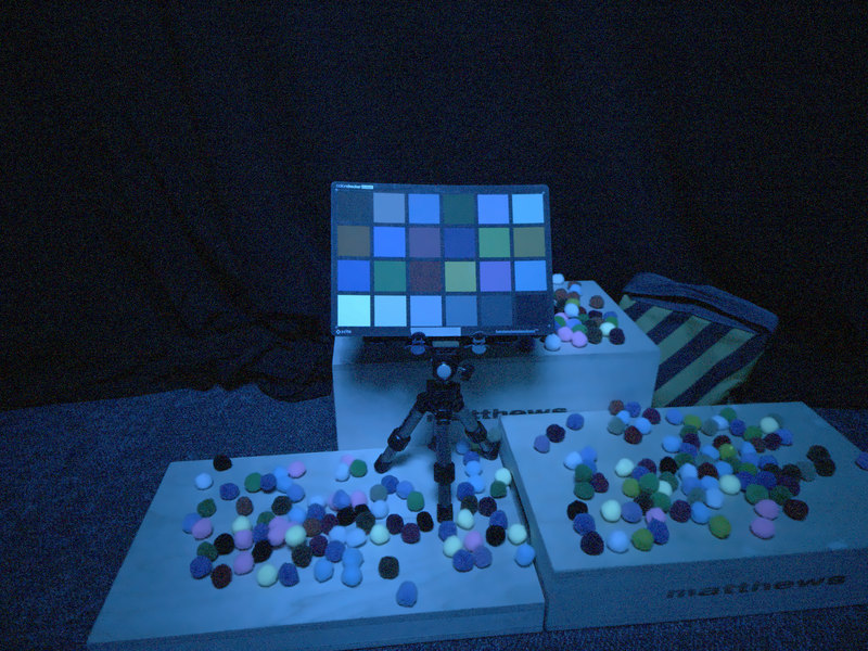 tabletop game pieces under blue LED
