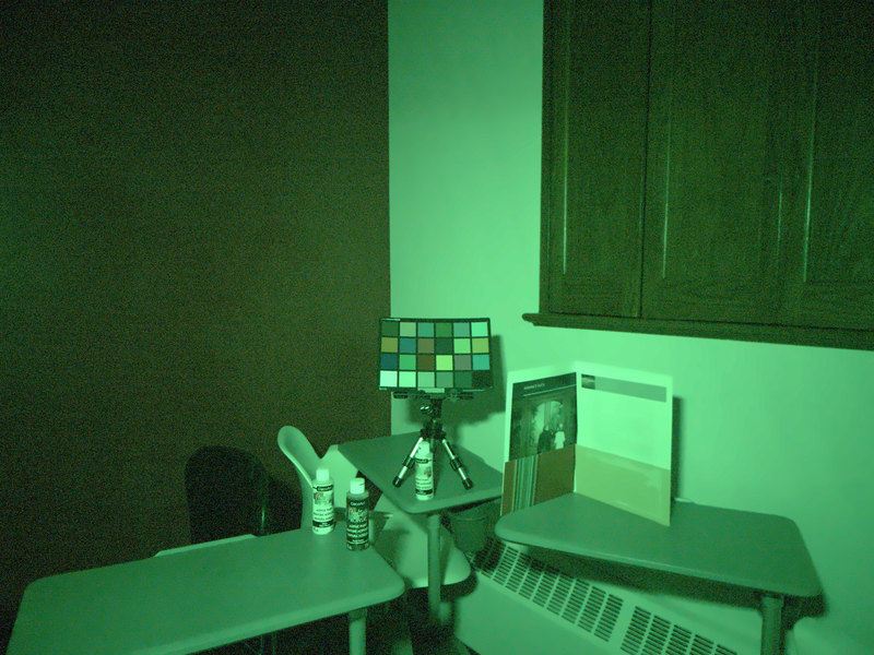 office corner under green LED