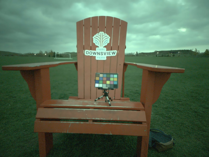 wooden chair outdoors at dusk
